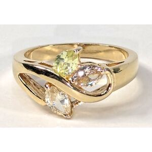 Marquise Cut Clear and Peridot Faux Stones Size 9